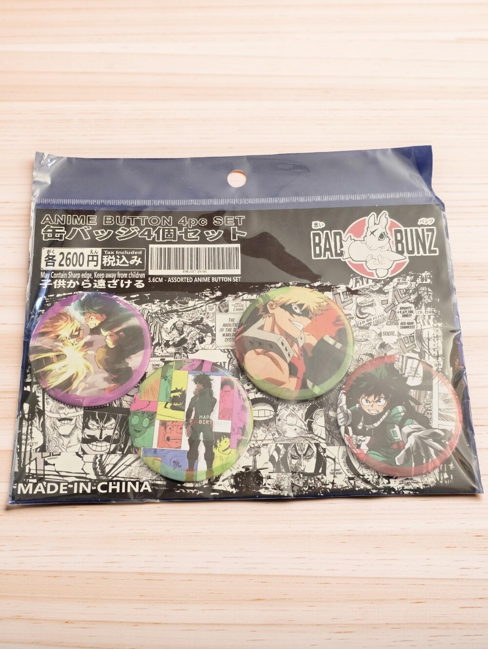 BadBunz My Hero Academia Piece Anime Button Badge Set **NEW Sealed**